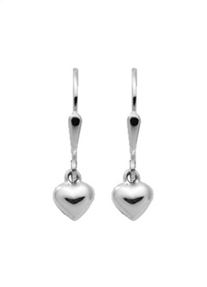Dropped earrings with omega back 925/rh heart