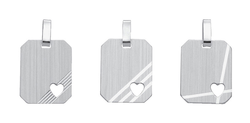 Gravurplatte 3 Stück Silber 925/- eckig