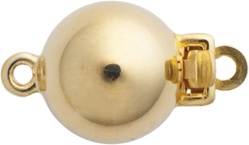Ball clasp single-row silver 925/- yellow polished, ball Ø 8.00mm