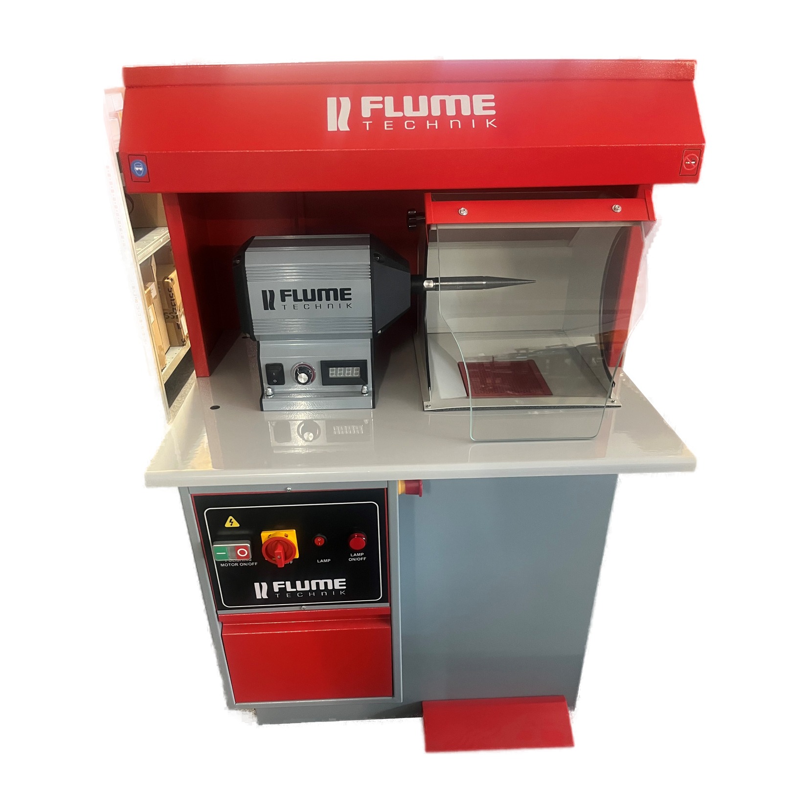 Poliermaschine 01-GLP mit Absaugung und LED-Beleuchtung, Einzelarbeitsplatz
