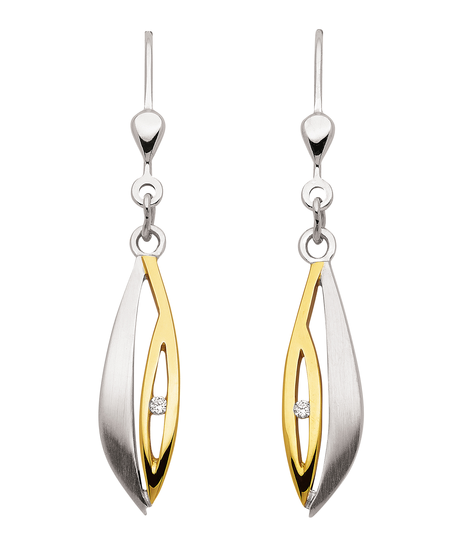 Ohrhänger 925/rh/verg. poliert/mattiert, Zirkonia