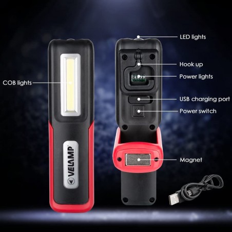 LED work light 2-in-1 with hook and magnet - rechargeable!