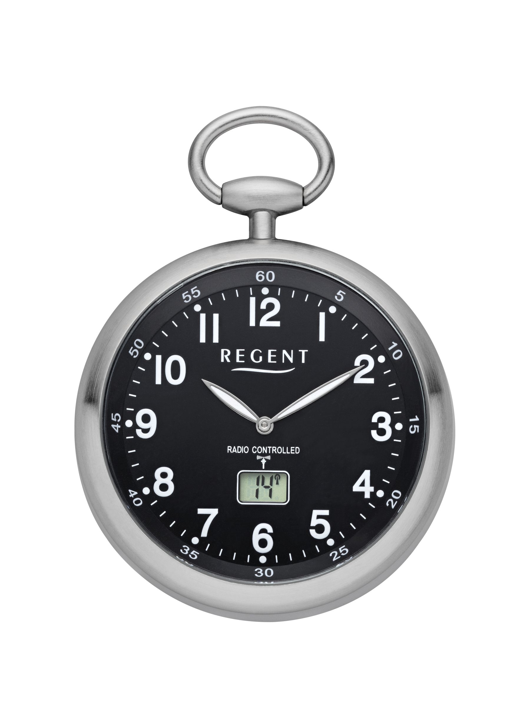 Radio controlled pocket watch Ø 49mm, black