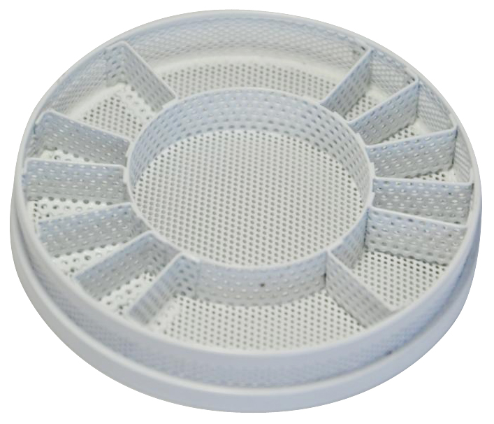Strainer basket, dia. 80 mm, 11 compartments and 1 centre compartment, dia. 40 mm for PCB.