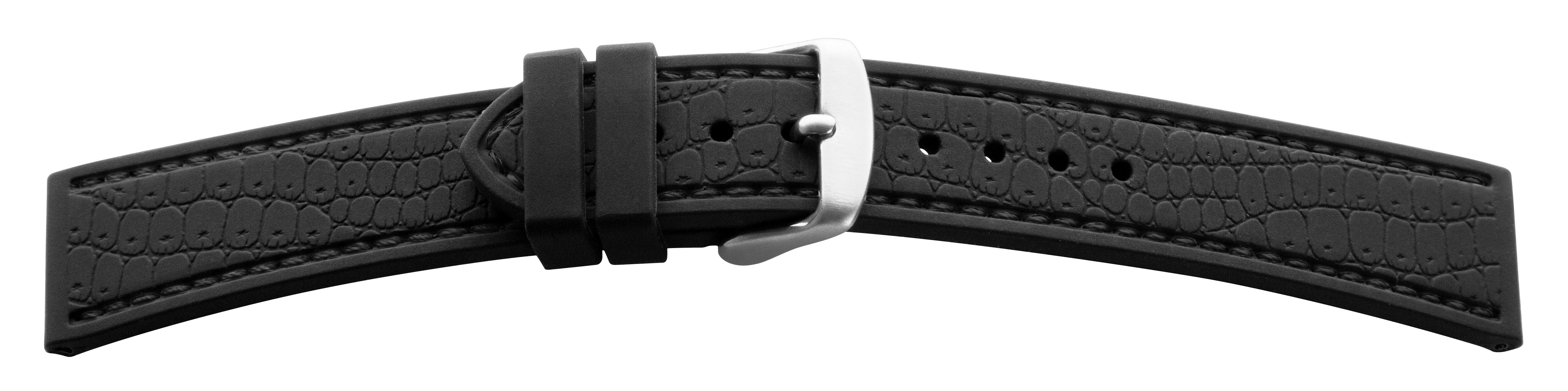 Silikon-Kautschuk-Band 22 mm, schwarze Ziernaht