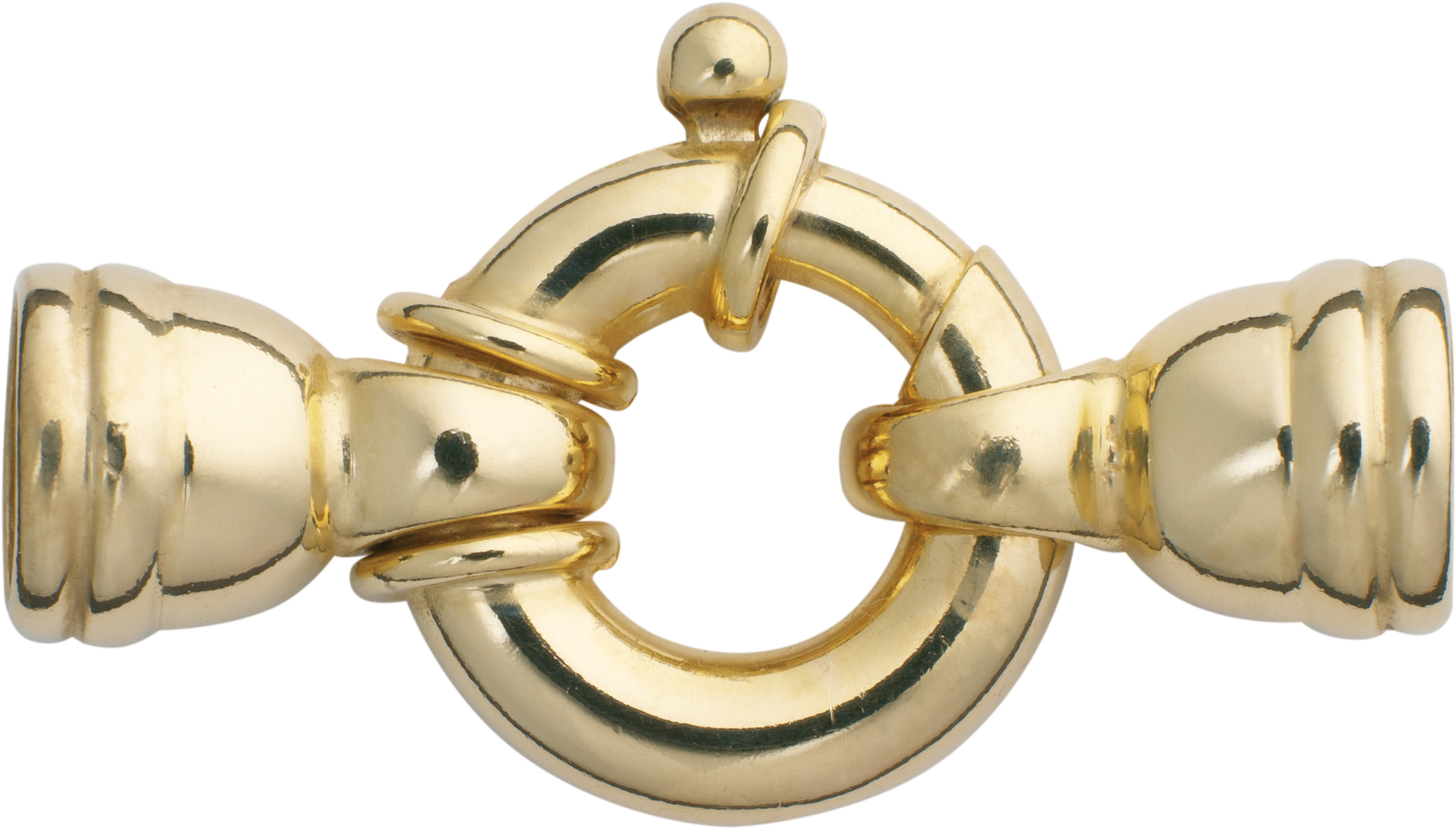 Spring ring gold 333/-Gg Ø 15,00mm with three collar and round cross end caps