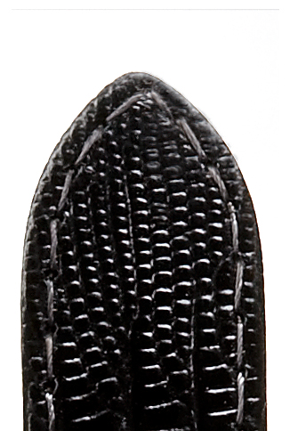 Lederband Topas 16mm schwarz mit Teju-Eidechsprägung, genäht