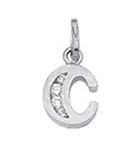 Letter pendant silver 925/- C, zirconia