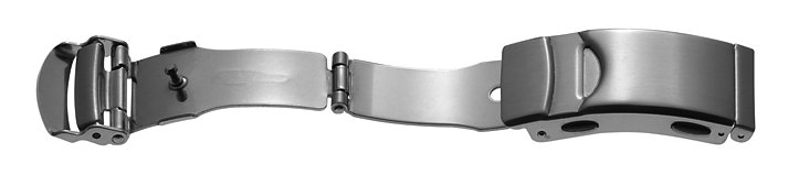 Folding clasp, stainless steel, 18mm, satinised steel, with extension and 4 pushers