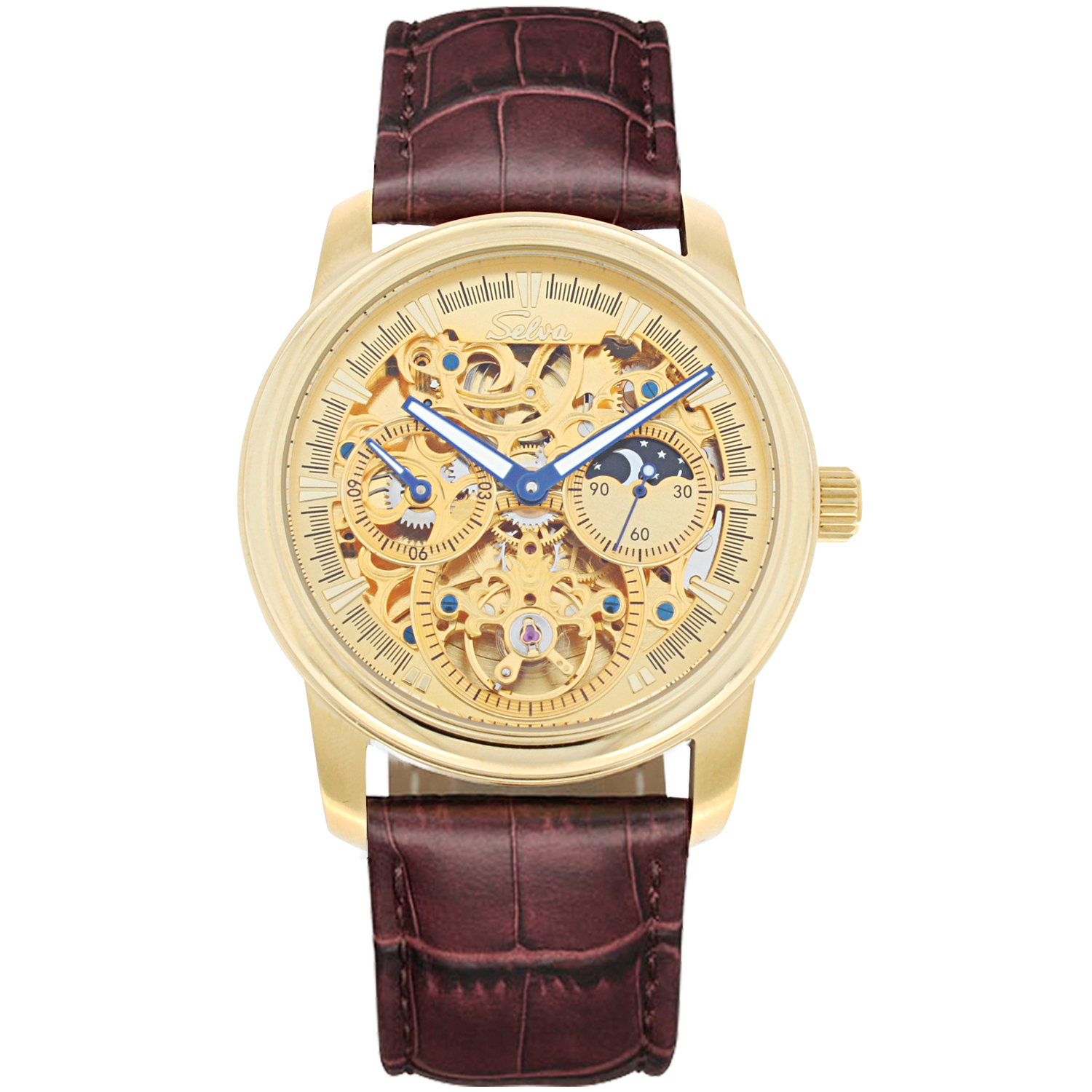 SELVA Men's Watch »Ramon« -sun/moon - skeletonized - gilded