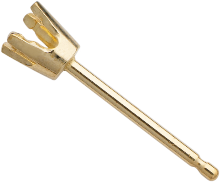Barbell with ear stud setting 4 prongs Ø 1.75mm gold 585/-Gg