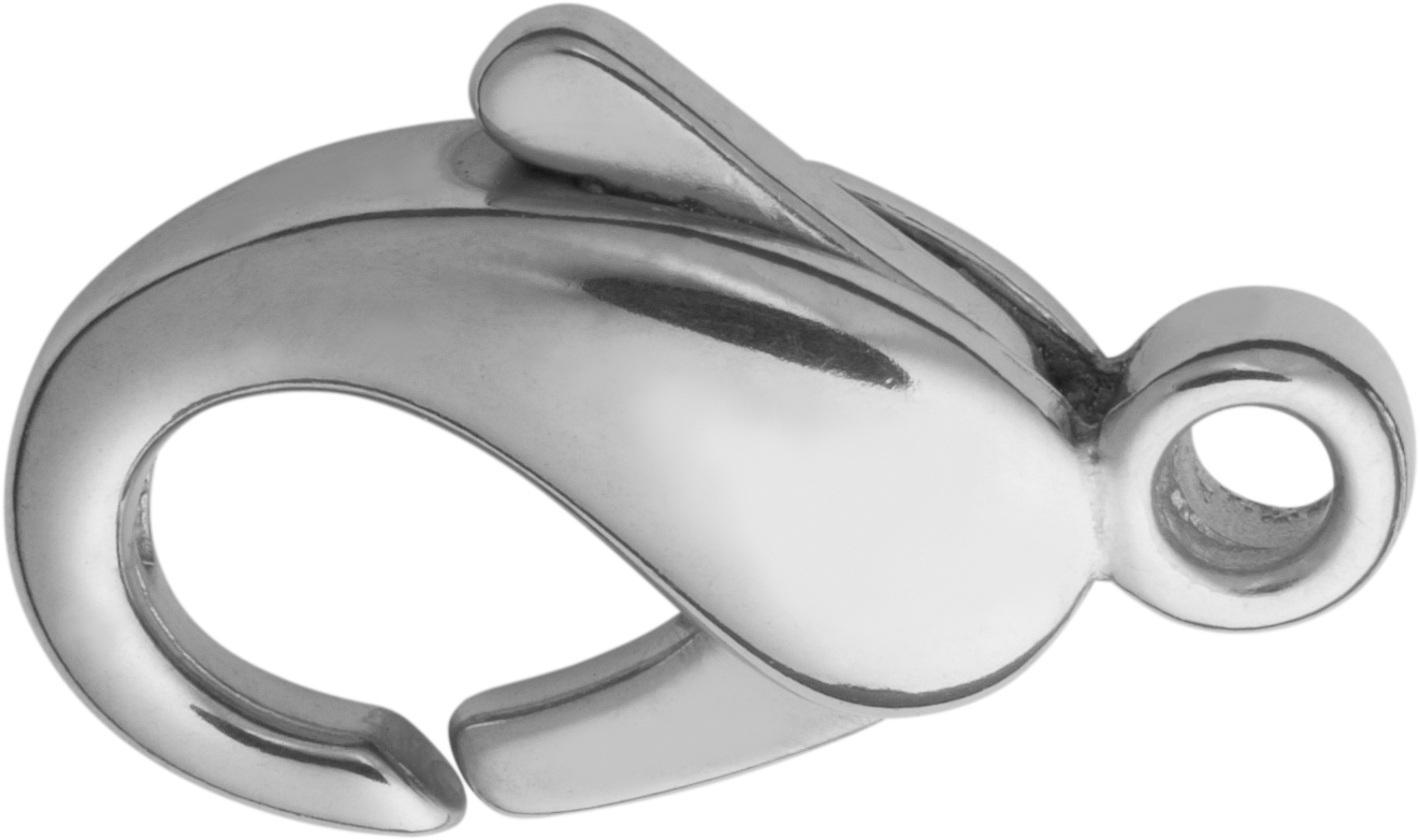 Karabiner gewölbt Silber 925/- 20,00mm gegossen <br/>Außenmaß Länge: 20.00 / Farbe: weiß / Legierung: 925/- / Material: Silber