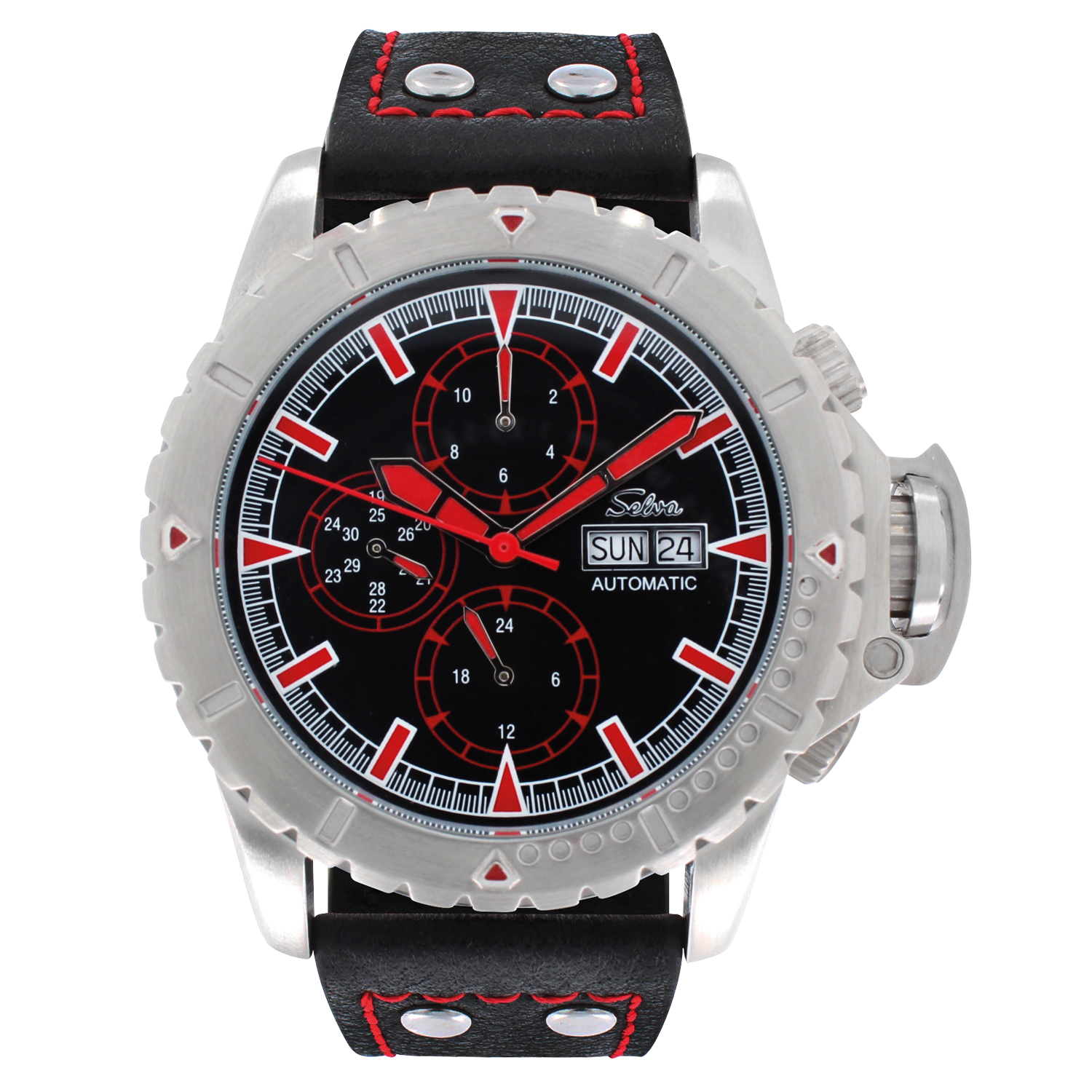 SELVA Men's Watch »Vasco« - black-red