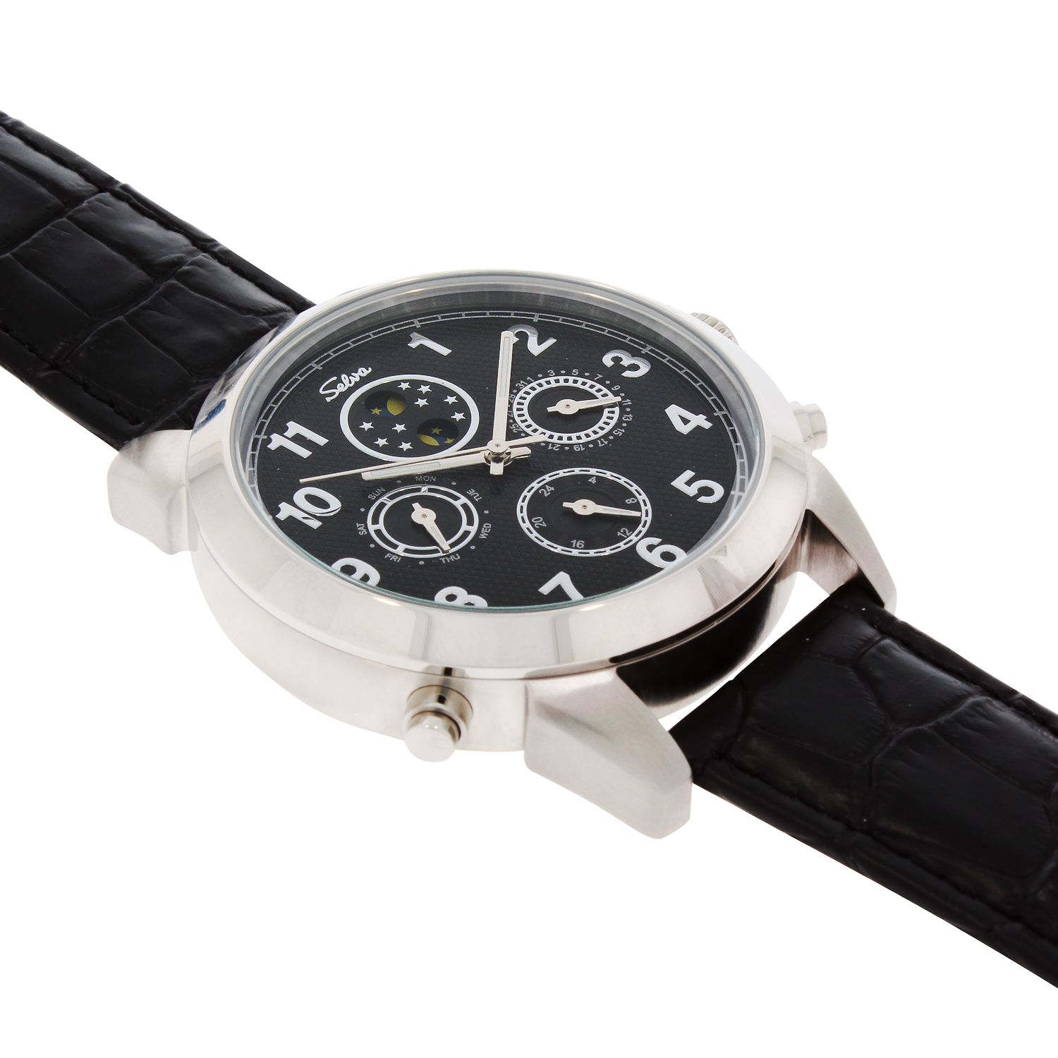 SELVA Men's Watch »Santos« - sun/moon - black dial