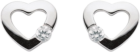 Ohrschmuck Silber 925/rh Herz Zirkonia 3er Sort.