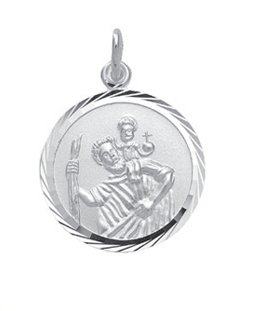 medailles 3 stuks zilver 925/- Christoffel, rond, achterkant, gegraveerd: