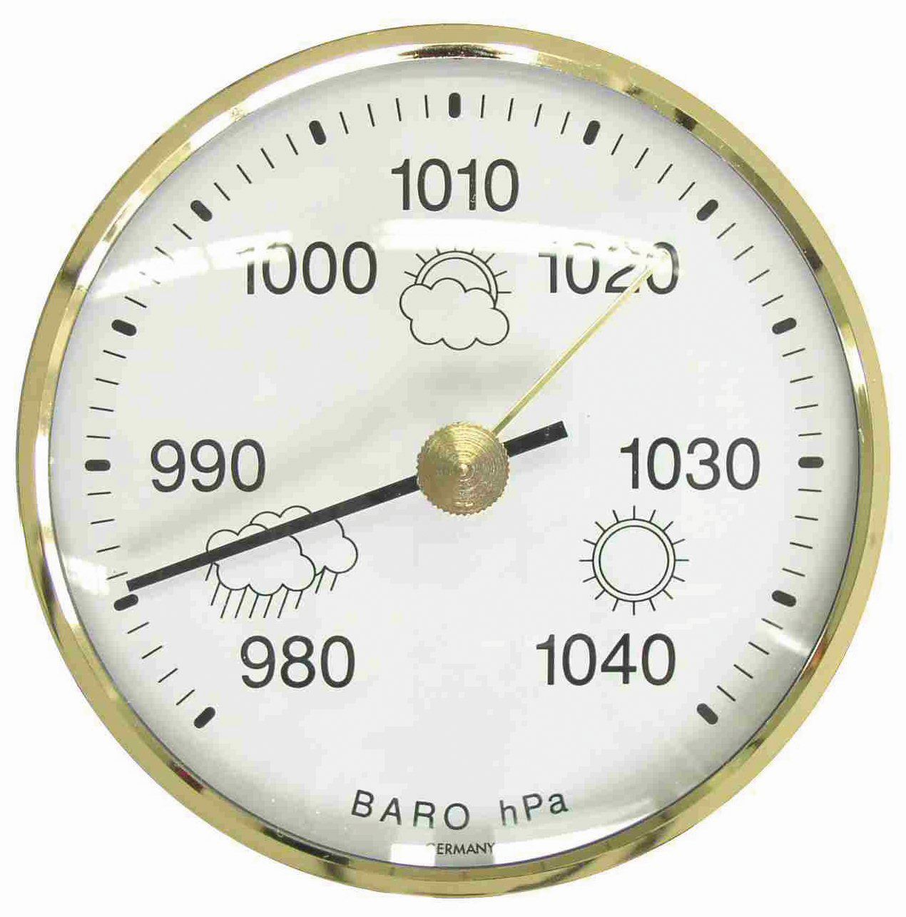 TFA Barometer golden ring Outside-Ø 81mm white/ gold