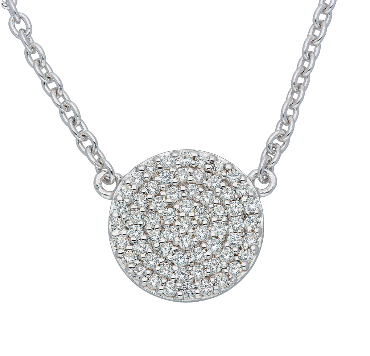 Collier 925/rh Rundanker Mittelteil 10,3mm, Zirkonia 45cm