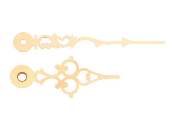 _ Hand pair no lining baroque yellow polished minute hand l: 80mm