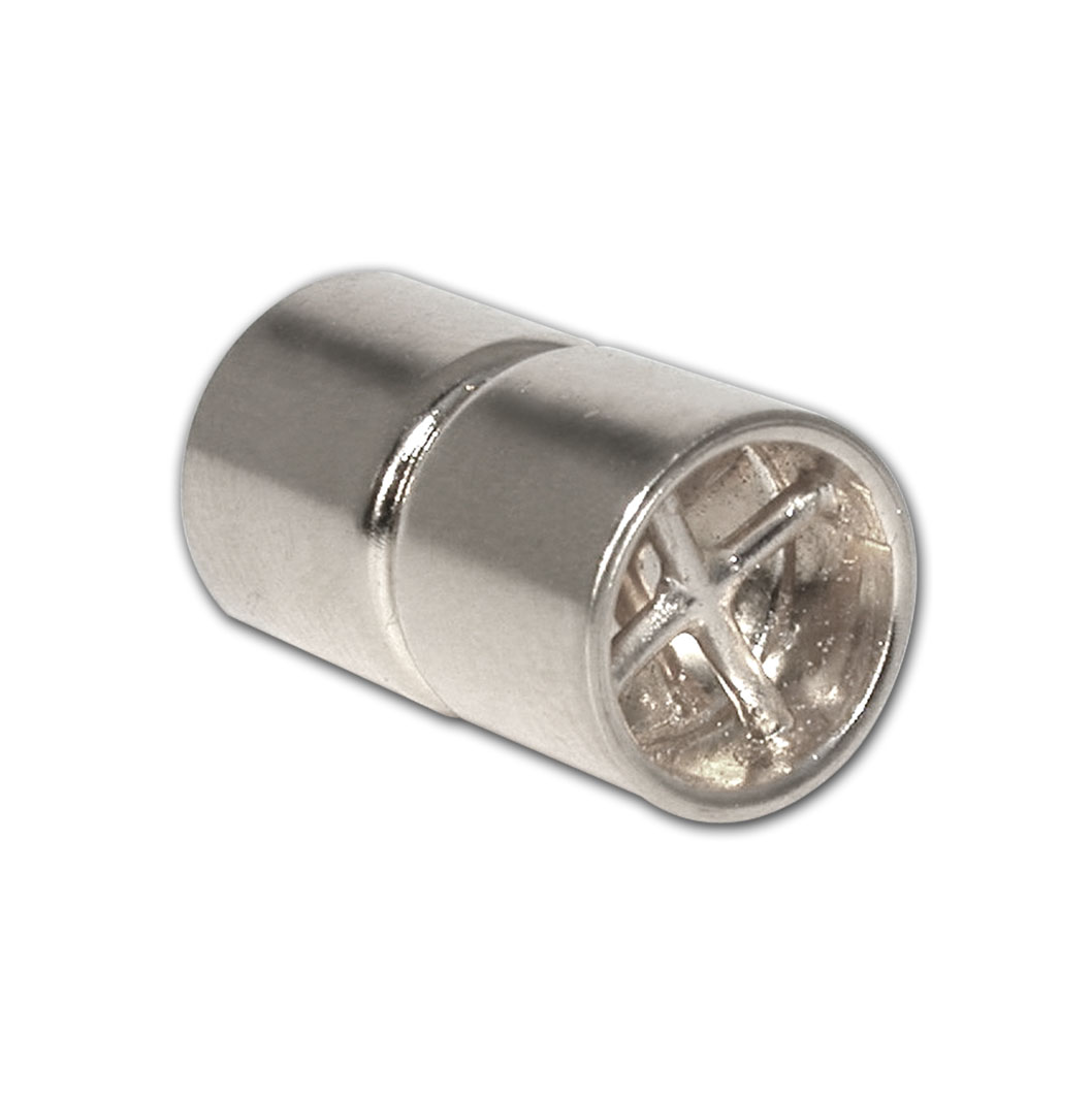 Magnetschließe Zylinder mehrreihig Silber 925/- weiß poliert, Zylinder Ø 9mm
