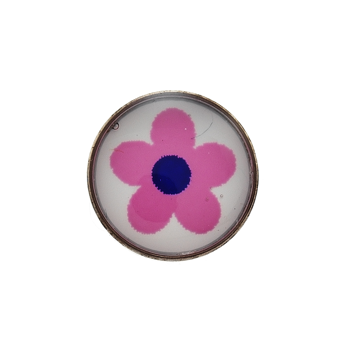 First ear stud System 75 white, novelty design stud, pink flower, Studex