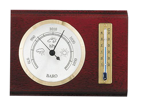 Baro- und Thermometer Mahagoni