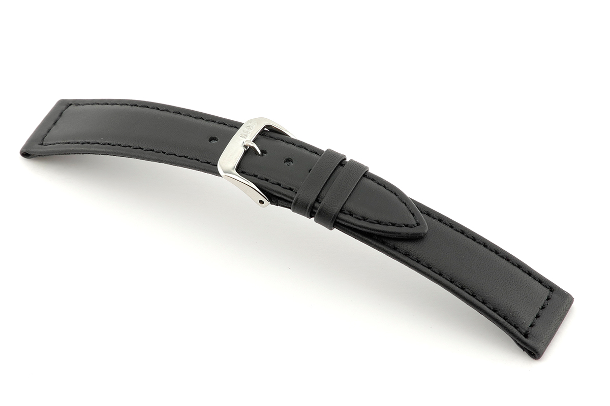 Leather strap Laguna 18 mm black Waterproof