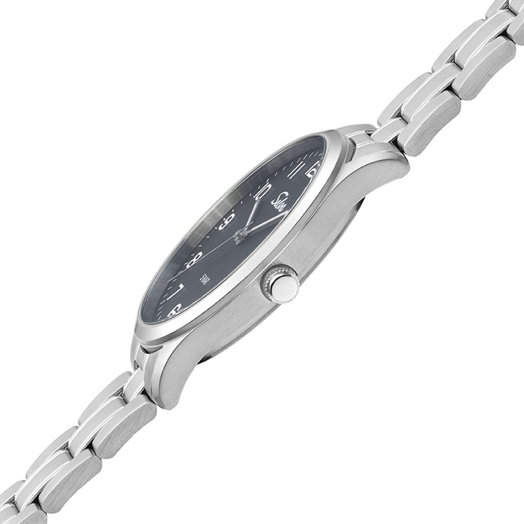 SELVA Quarz-Armbanduhr mit Edelstahlband Zifferblatt schwarz Ø 39mm