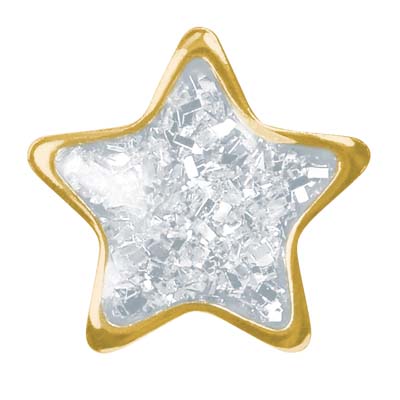 Erstohrstecker System 75 Stern Glitter weiß, vergoldet
