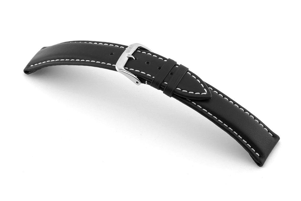 Lederband Solana 22 mm schwarz <br/>Anstoßbreite mm: 22 / Anwendung: M / Farbe: schwarz / Material: Rindsleder