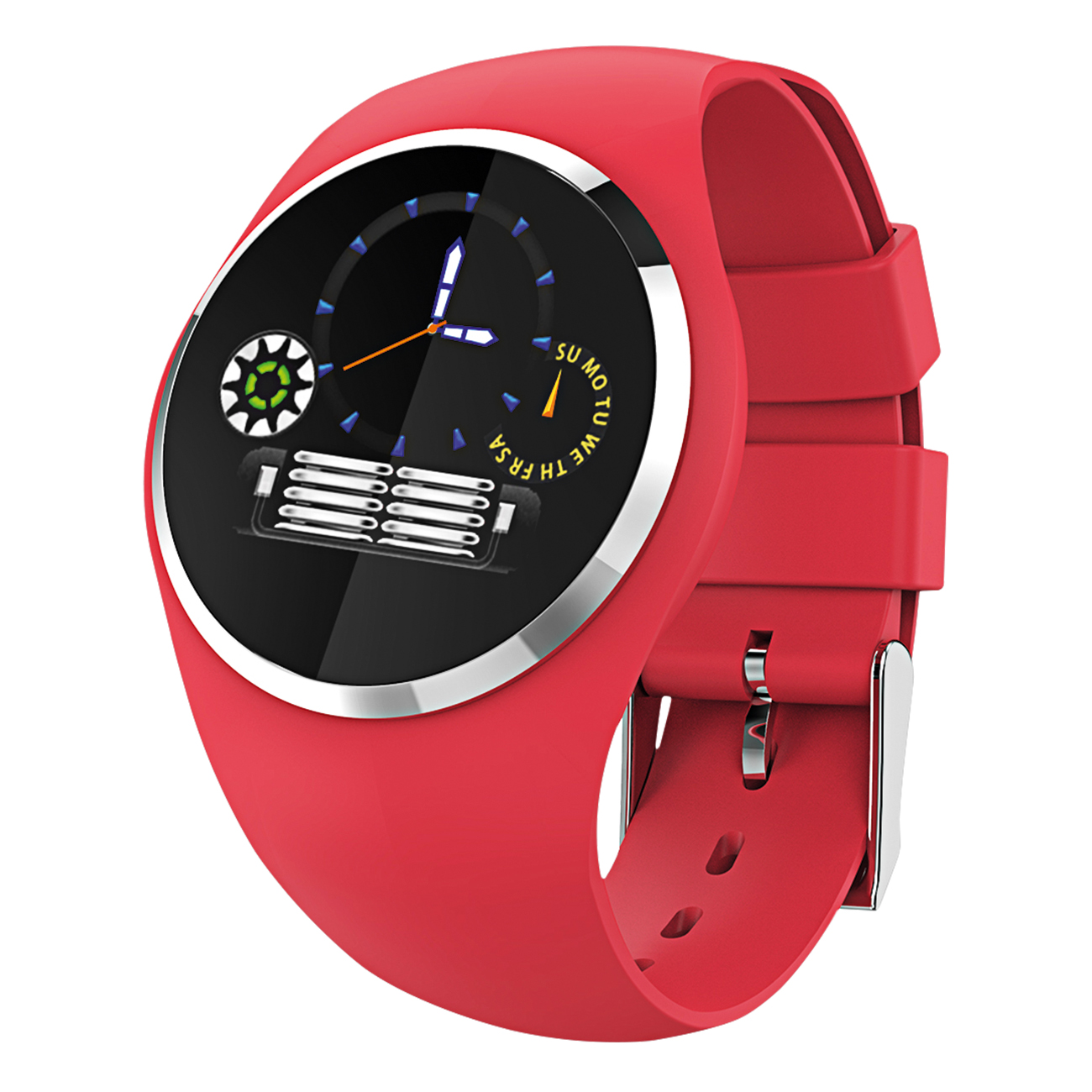 Fitness Tracker rood, rond met kleurendisplay