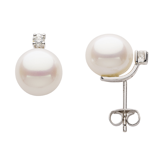 Ohrstecker Gold 585/WG, 2 Brillanten =0,09ct. WSI / Zuchtperle 9,00mm