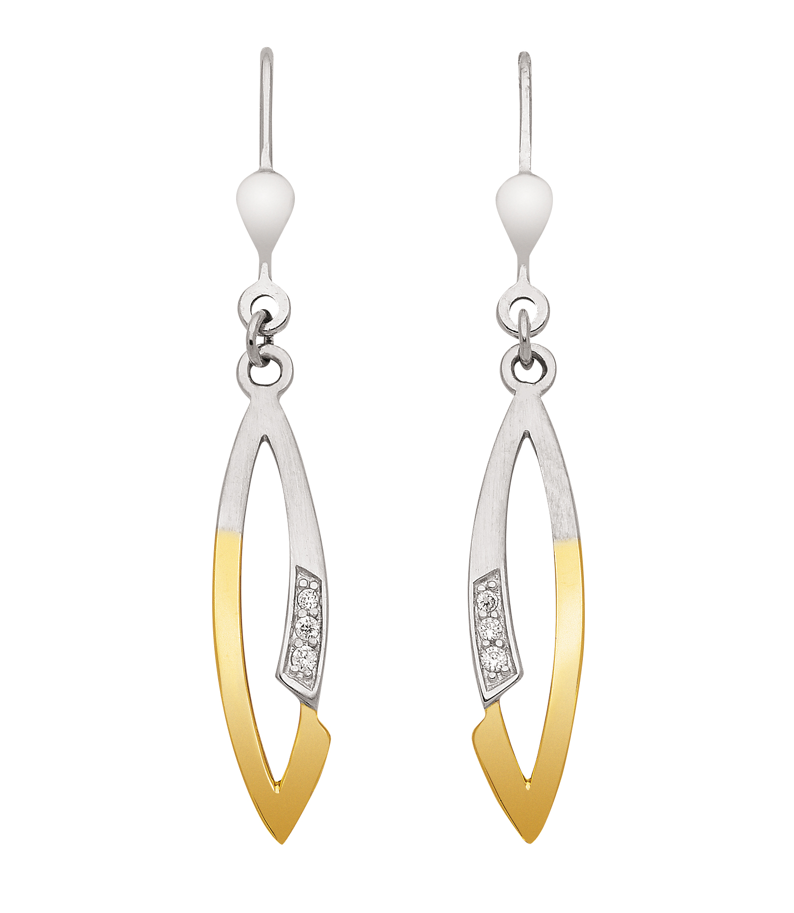 Ohrhänger 925/rh/gpl poliert/mattiert, Zirkonia