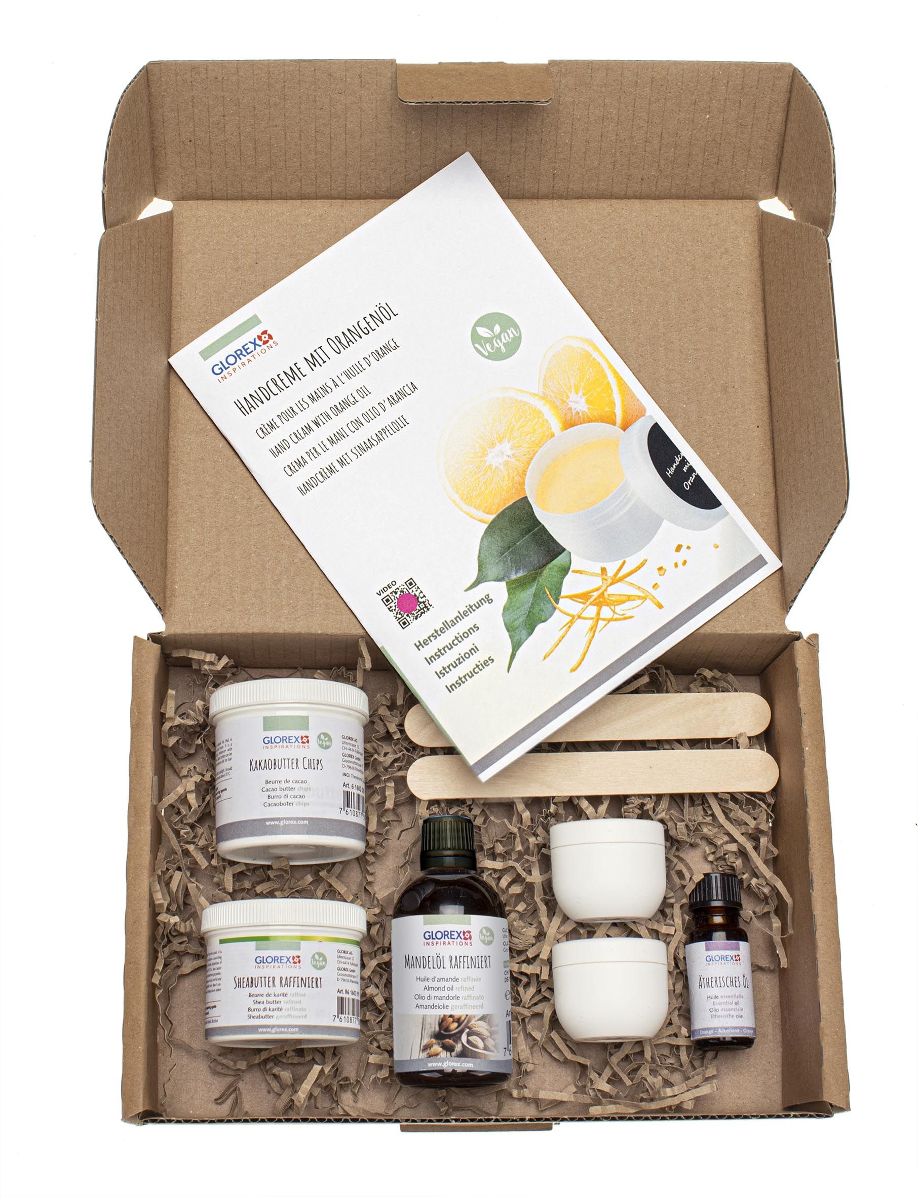 Natural cosmetics starter set for refreshing, vegan orange hand cream