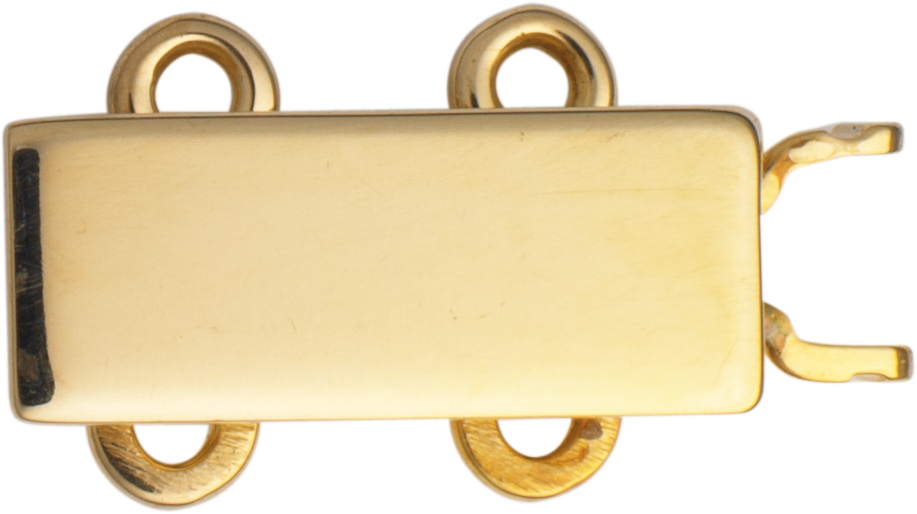 Zapięcie - 2-rzędowe  złoto 585/-żółte złoto kwadratowe dł. 11,00 x szer. 4,50mm