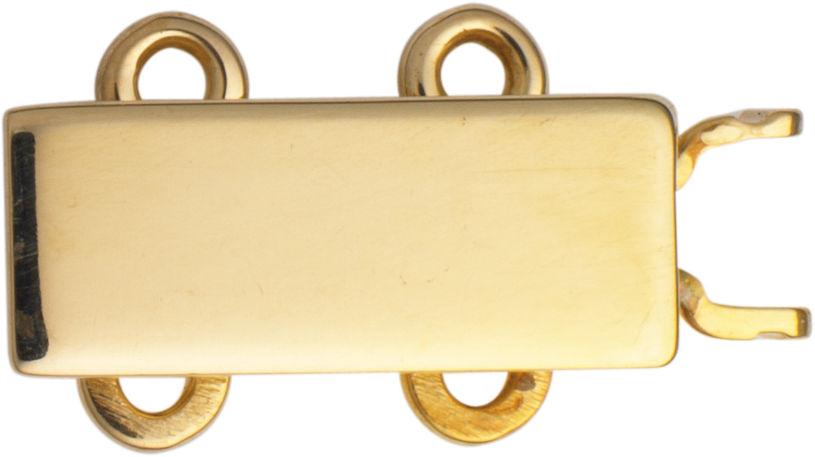 Clasp 2-row gold 585/-Gg, square, L 11.00 x W 4.50mm