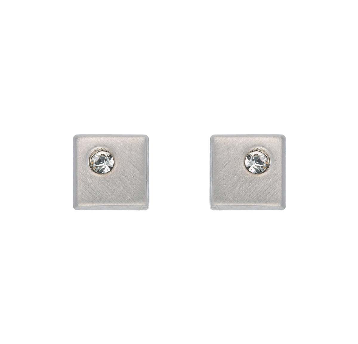 _ Ohrstecker 3er Sort. 925/rh, eckig mit Glasstein