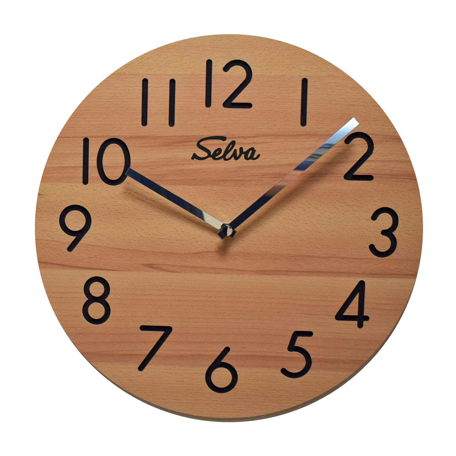 SELVA quartz wall clock beech heartwood