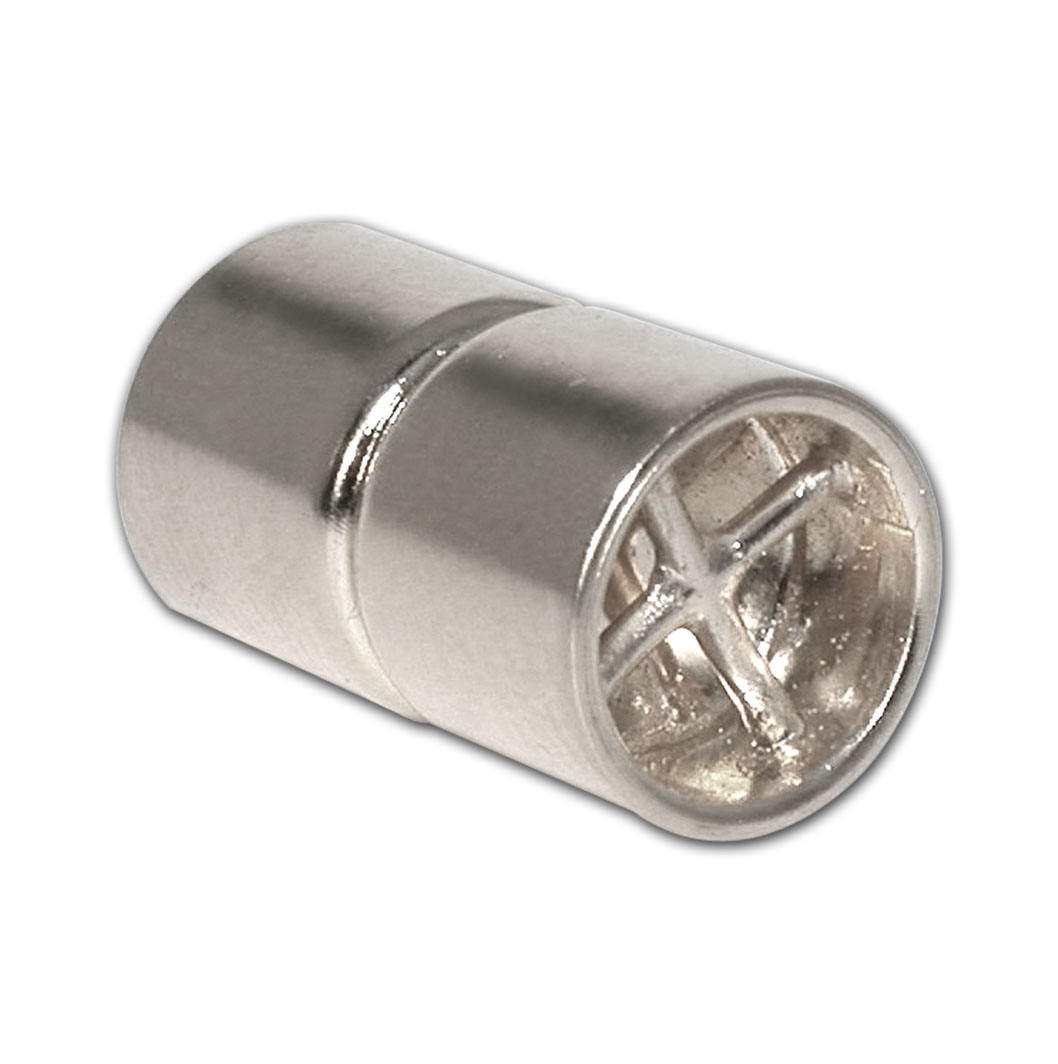 magneetsluiting cilinder meerrijig zilver 925/- wit gepolijst, cilinder, Ø 11mm