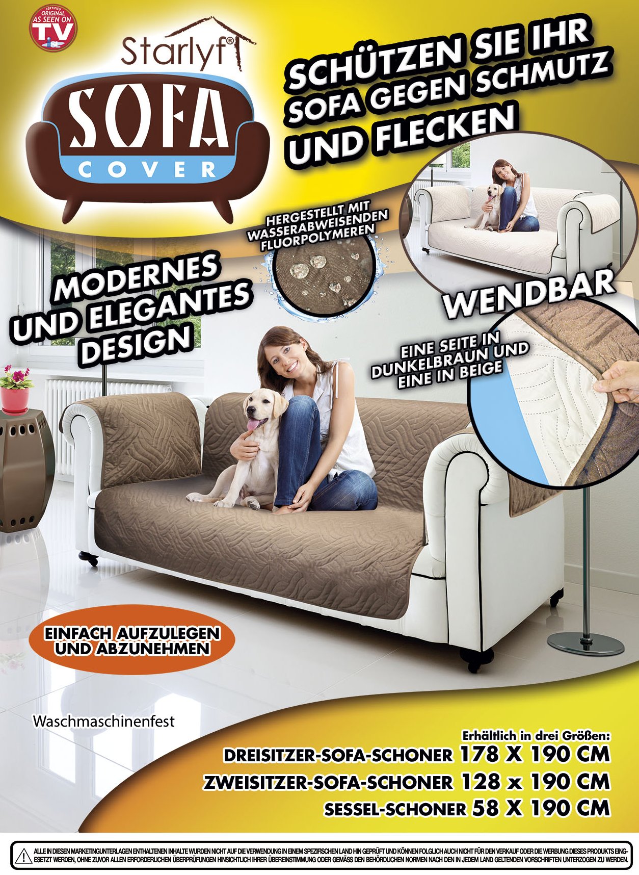 Sofa Cover - Schutz gegen Schmutz und Flecken - braun für 2-Sitzer