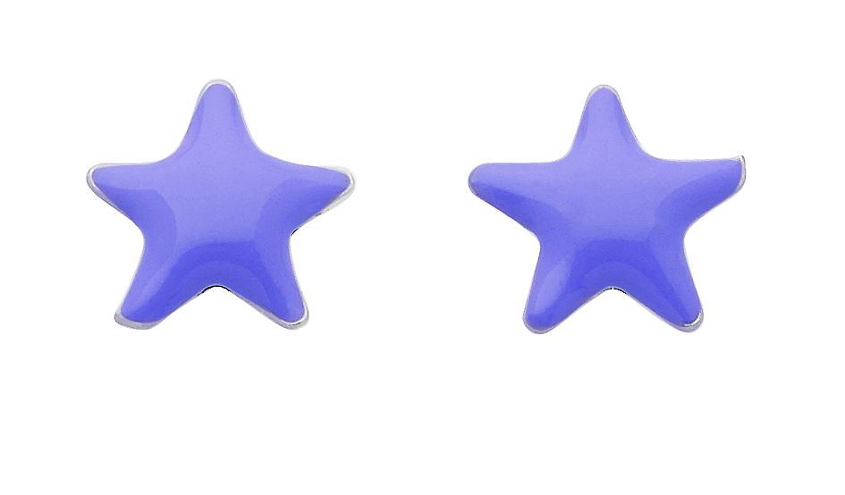 Ear studs 3 pairs 925/rh star - purple enamelled