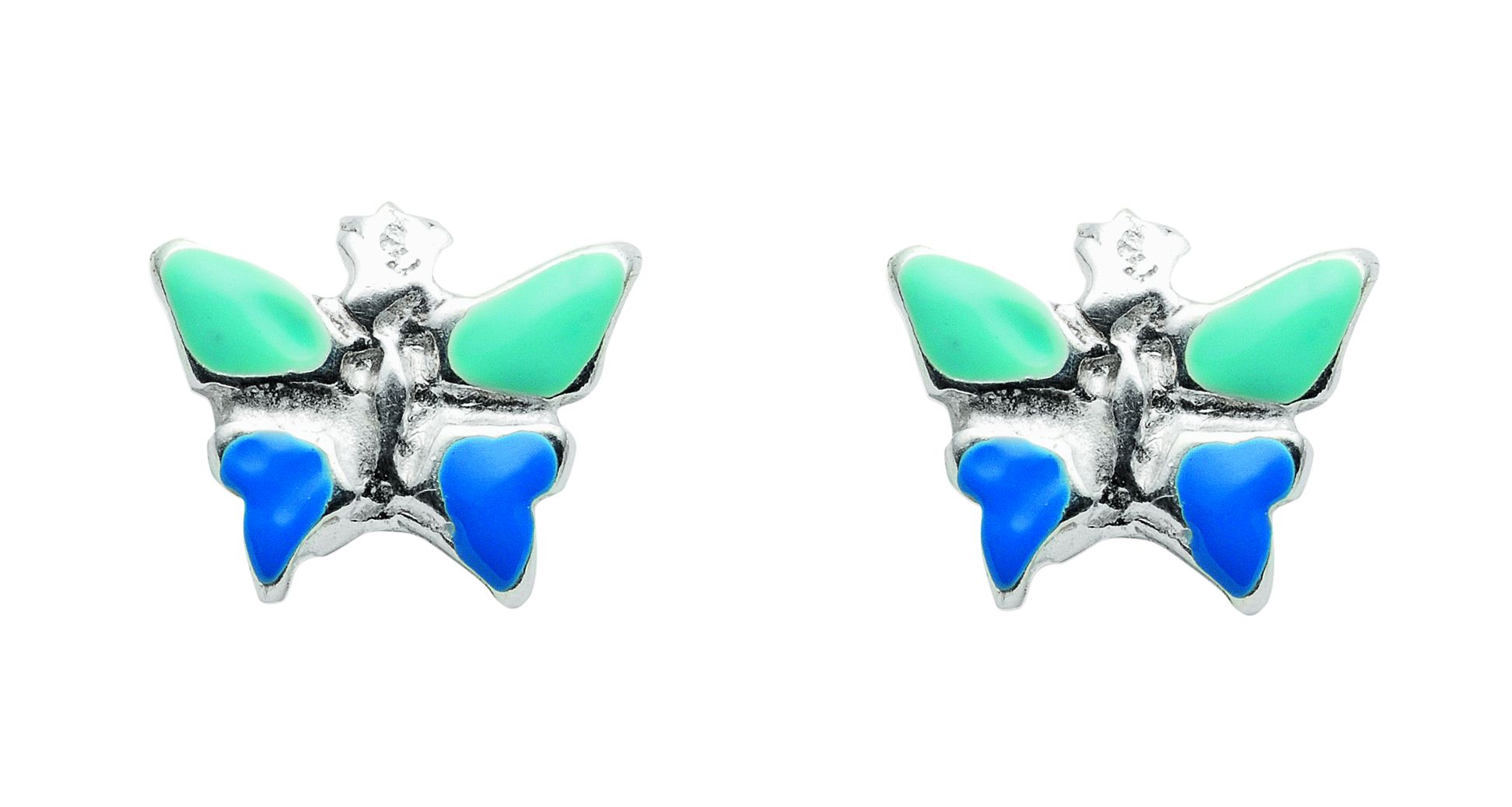Ohrstecker 3 Paar 925/rh Schmetterling - blau grün emailliert