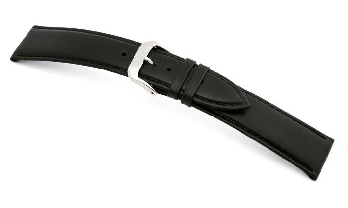 Leather strap Arezzo 24mm black, smooth