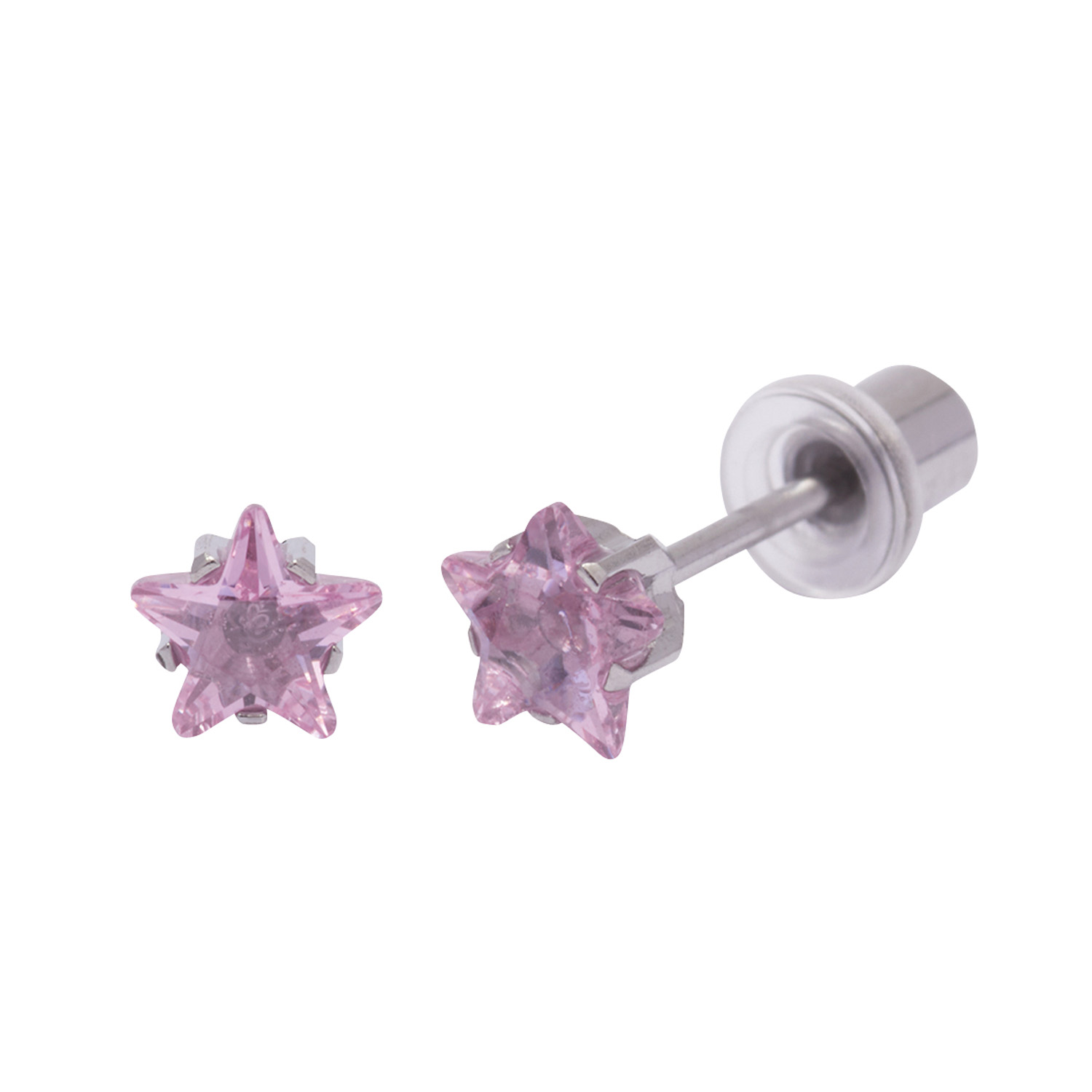 Ohrlino Schietoorbellen Stervorming Kristal Roze 5mm, wit