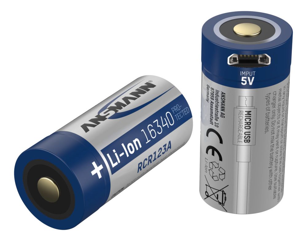 Ansmann Lithium-Akku CR123A mit Micro-USB-Anschluss zum praktischen Aufladen