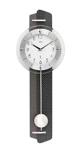 AMS Funk-Pendelwanduhr Carbon/ Alu