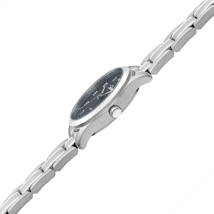 _ SELVA Quarz-Armbanduhr mit Edelstahlband Zifferblatt schwarz Ø 27mm