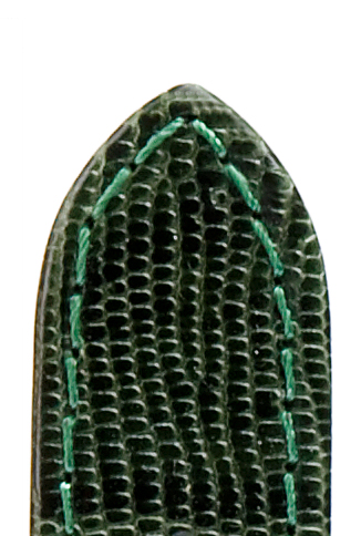 Lederband Topas 12mm dunkelgrün, extra lang mit Teju-Eidechsprägung, genäht
