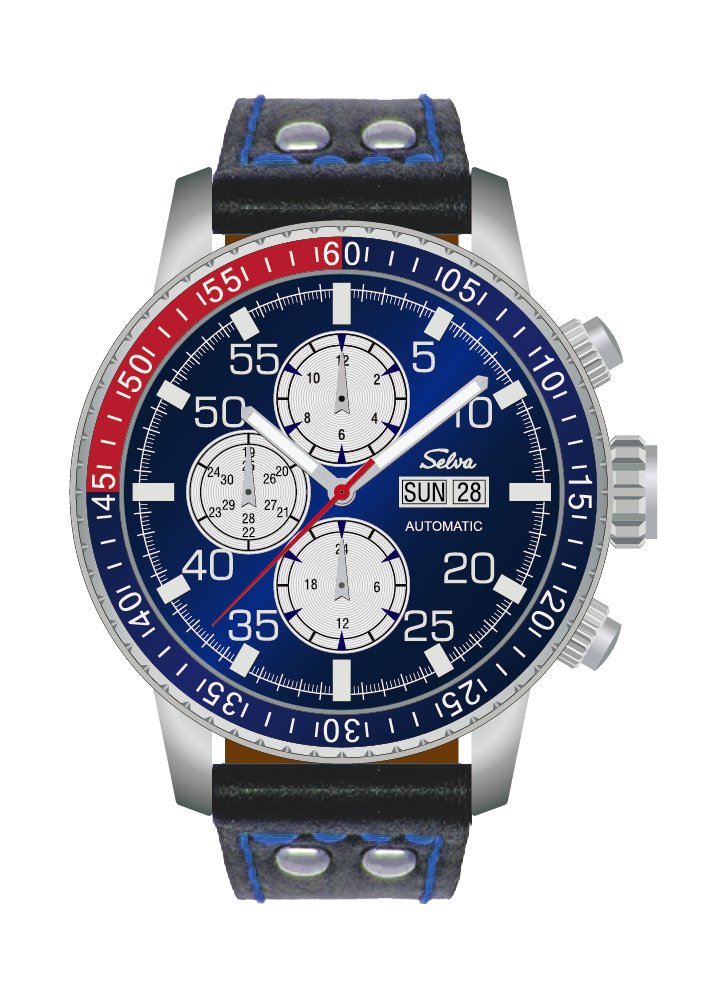 SELVA Men's Watch »Carlos« - blue dial - with mesh strap