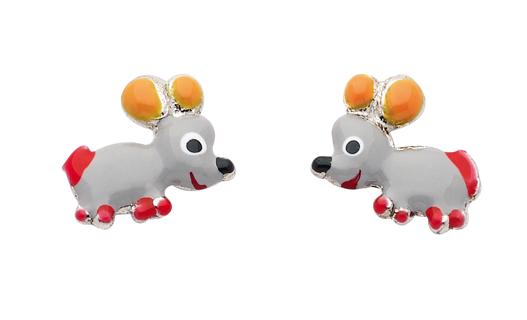 Ohrstecker 3er Sort. 925/rh, Maus Email